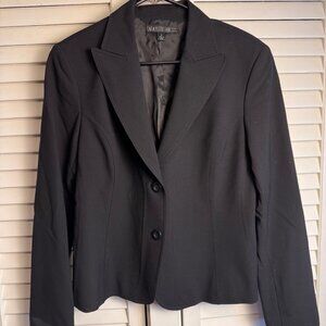 Lafayette 148 New York Black Blazer Jacket Size 6 Tailored Two-Button Wool Blend